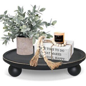 Farmhouse Wood Tray Risers for Display, Wooden Decorative Tray for Kitchen Decor